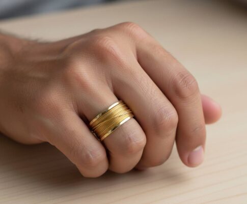 Gouden gevlochten draad ring