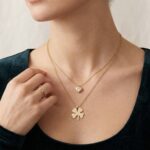 Gouden hart en klaver hanger