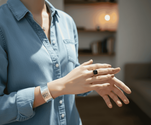 Gouden zwarte lagensteen cachet ring