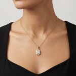 Gouden zirkonia baguette hanger