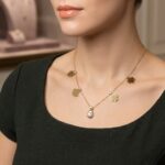 Gouden klaver en zirkonia hanger