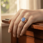 Geel gouden lagensteen cachet ring