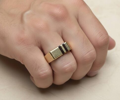 14 karaat gouden onyx zegelring