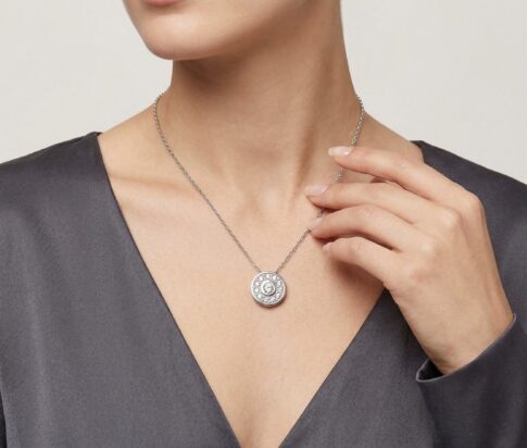 14 karaat wit gouden ketting rozet