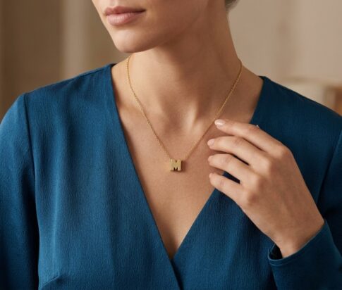 Gouden ketting met M hanger