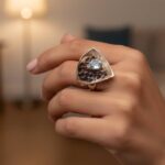 Zilveren ring abstract met topaas