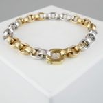 Bicolor gouden schakelarmband