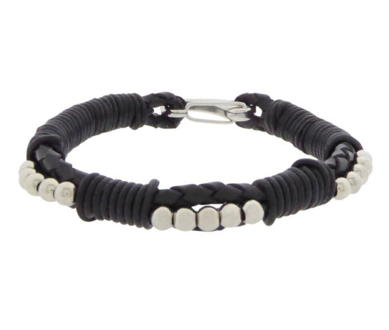 Christian Black Leather Bracelet