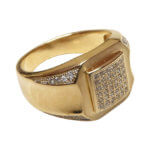Geel gouden zirkonia cachet ring
