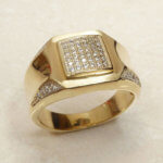 Geel gouden zirkonia cachet ring
