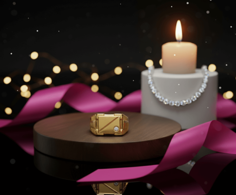 14 karaat gouden cachet ring met diamant