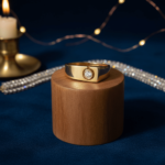 Geel gouden cachet ring met diamant