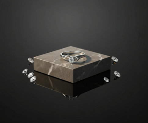 Wit gouden ring met briljant geslepen diamant