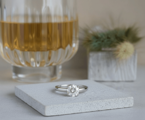Wit gouden ring met solitair briljant geslepen diamant