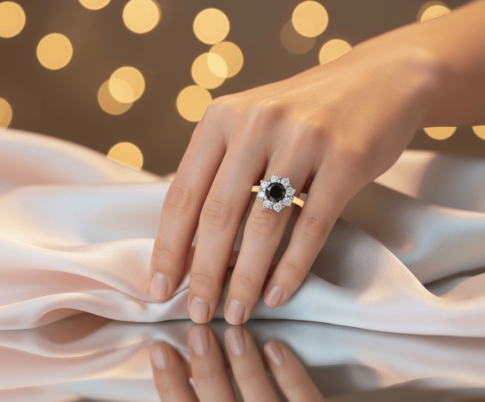 Gouden ring met Black and White Diamonds