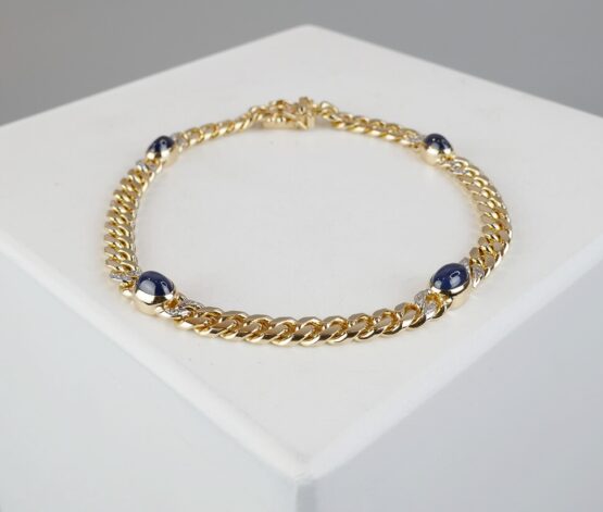 Gouden armband met diamant en saffier