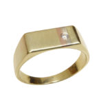 Tricolor gouden cachet ring met diamant