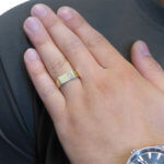 Tricolor gouden cachet ring met diamant