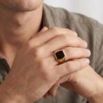 Gouden heren zegel ring met onyx