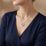 14 karaat wit gouden ketting met hanger cirkel