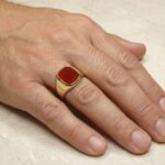 Gouden agaat cachet ring