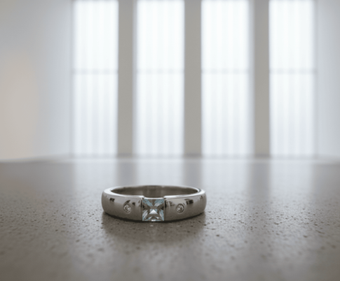 Wit gouden ring met topaas en diamanten