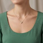 Gouden ketting met F zirkonia hanger