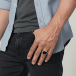 Wit gouden onyx cachet ring