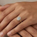 Gouden ring met aquamarijn en diamant