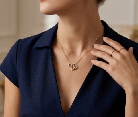 Gouden dubbele harten hangers