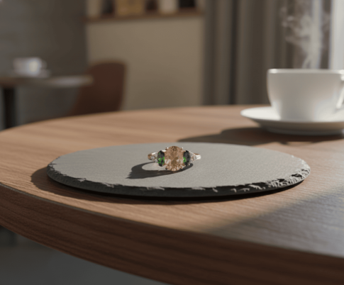 Gouden ring met citrien en smaragd