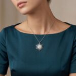 Wit gouden collier en zirkonia zonnehanger