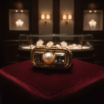 Geel gouden ring met parel en beryl