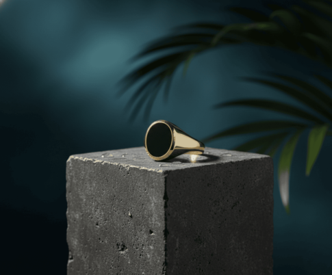 Christian geel gouden zegelring met onyx