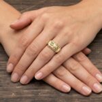 Geel gouden ring met parel en beryl