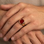 Gouden agaat cachet ring