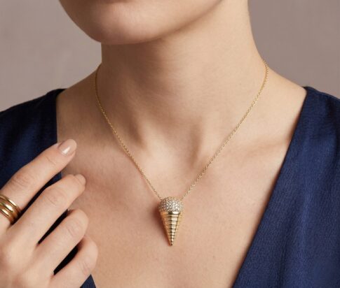 Gouden ketting met ijshoorn hanger