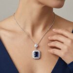 Zilveren zirkonia hanger met synthetische saffier