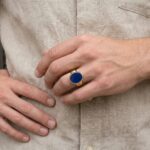 Christian goud cachet ring met lagensteen