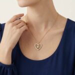 Gouden zirkonia harten slot hanger