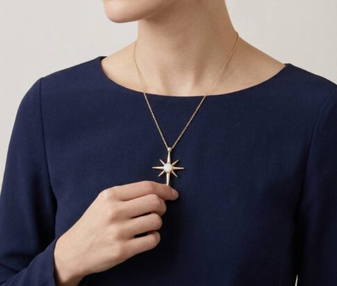 Geel gouden opaal ster hanger