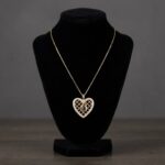 Gouden zirkonia harten slot hanger