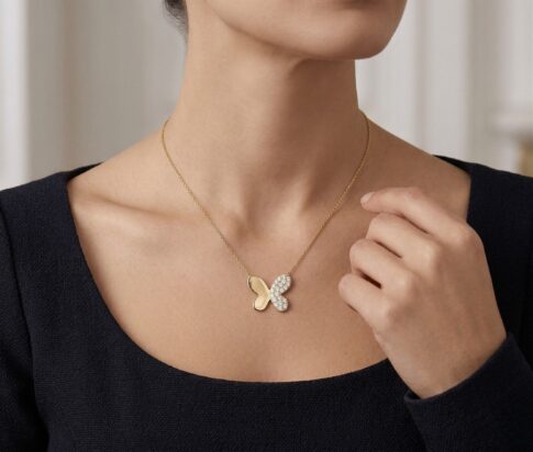 Geel gouden zirkonia vlinder