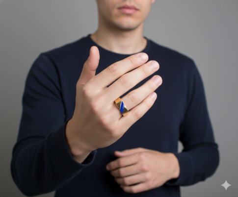 Gouden ring met lapis lazuli