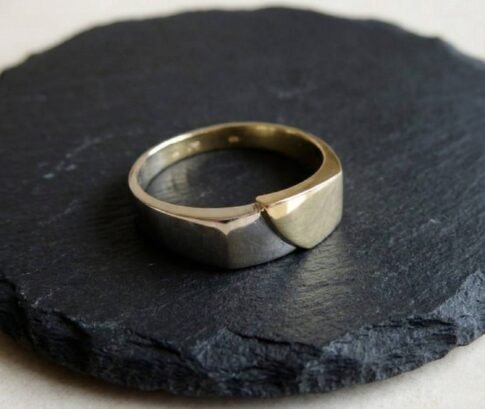 14 karaat bicolor gouden cachet ring