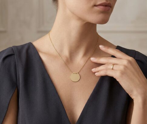 Gouden ketting met ronde hanger