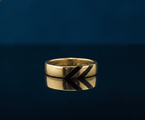 14 karaat geel gouden ring met onyx