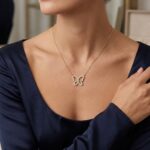 Gouden zirkonia vlinder hanger