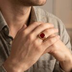 Gouden agaat cachet ring