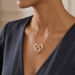 Gouden zirkonia dubbele harten hanger